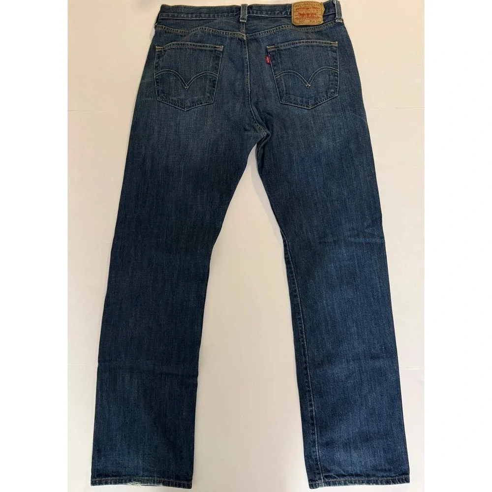 Levis 501 Original Mens Straight Leg Button Fly Jeans Medium Wash Blue 36x34